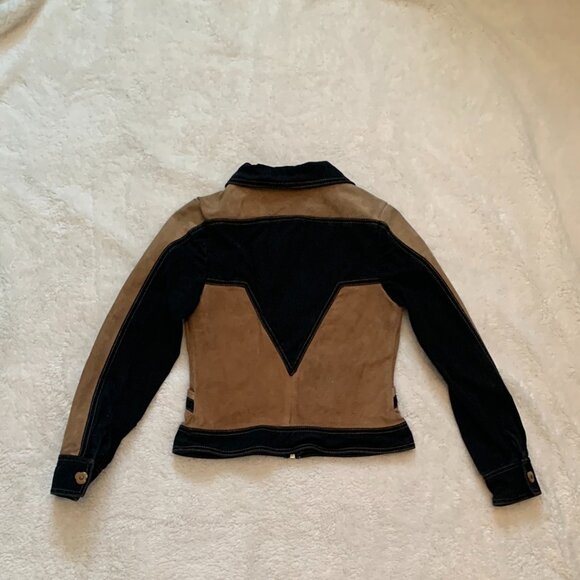 VTG 1970s Roncelli 2-Tone Black Tan Bell Bottom 2 Piece Disco Suit Sz 7/8 XS - Picture 3 of 15